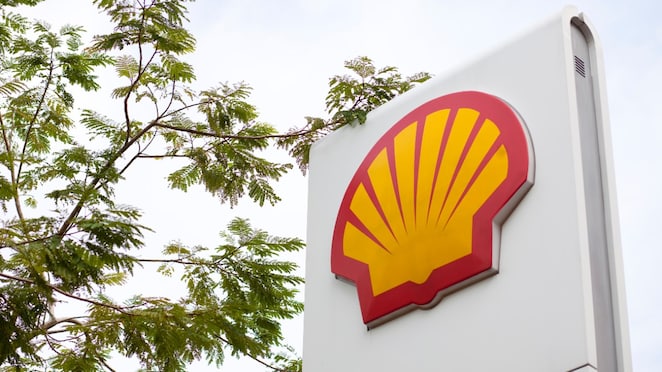 Emblème du pétoncle Shell sur une station-service