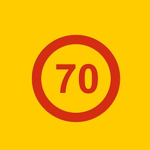 panneau de limitation de la vitesse à 70