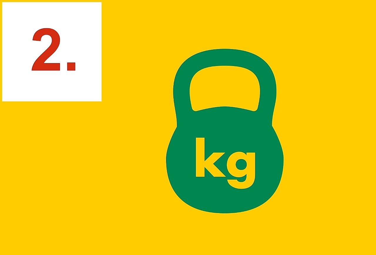 Kettlebell avec la mention kg inscrite dessus